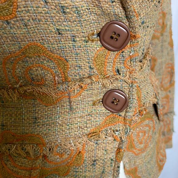 Pamela Brown Textured Floral Jacket Blazer Womens - Picture 4 of 16